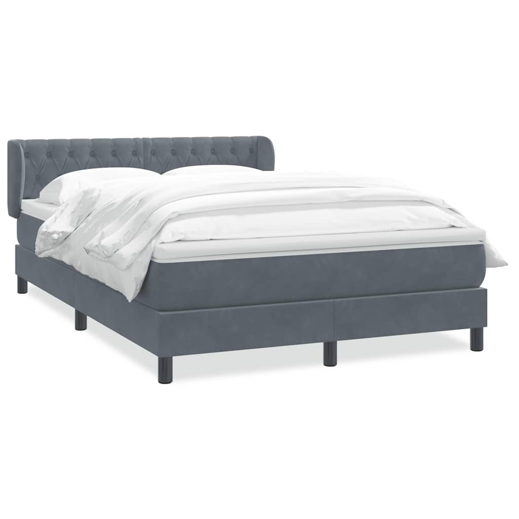 Boxspring met matras fluweel donkergrijs 140x210 cm – afbeelding 2