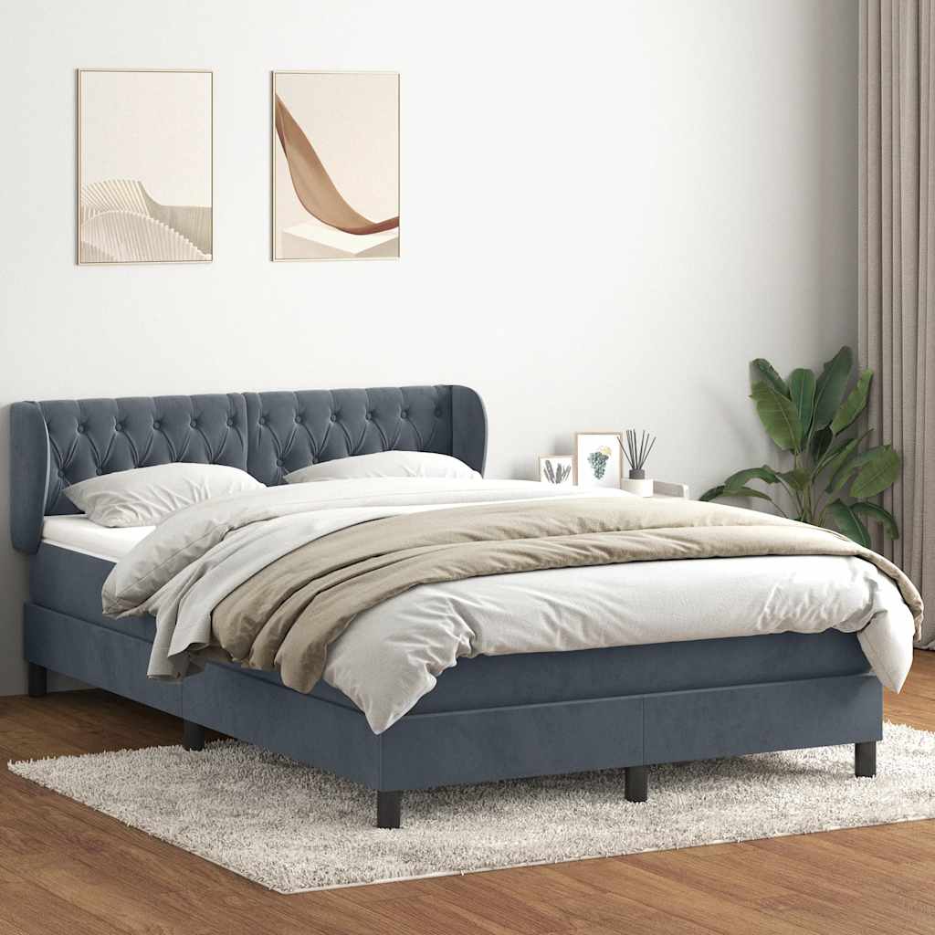 Boxspring met matras fluweel donkergrijs 160x210 cm – afbeelding 1