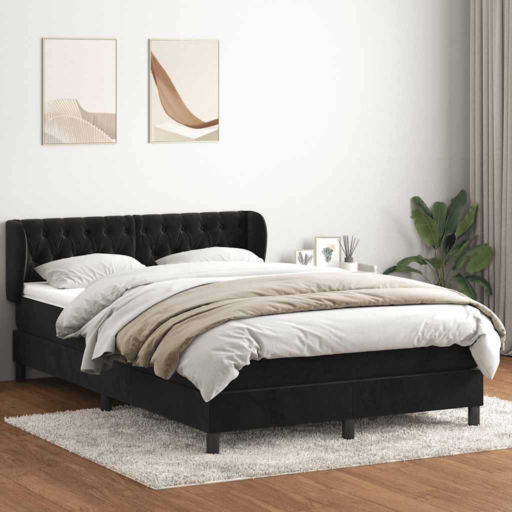 Boxspring met matras fluweel zwart 160x210 cm – afbeelding 1