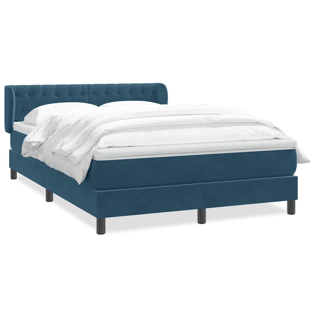 Boxspring met matras fluweel donkerblauw 160x210 cm – afbeelding 2
