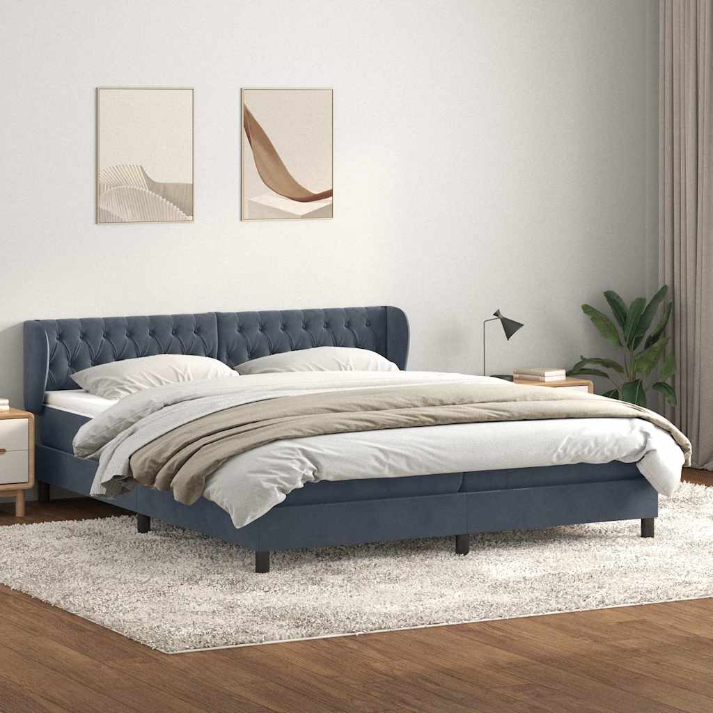Boxspring met matrassen fluweel donkergrijs 180x210 cm – afbeelding 1