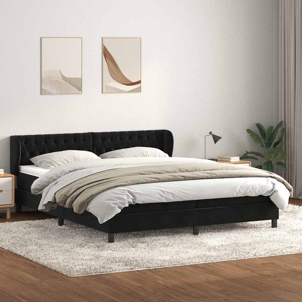Boxspring met matrassen fluweel zwart 180x210 cm – afbeelding 1