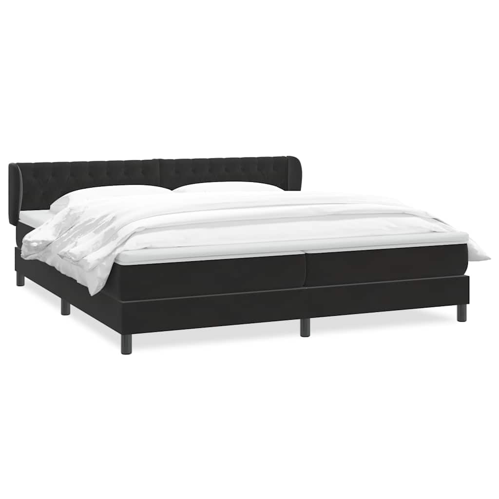 Boxspring met matrassen fluweel zwart 180x210 cm – afbeelding 2