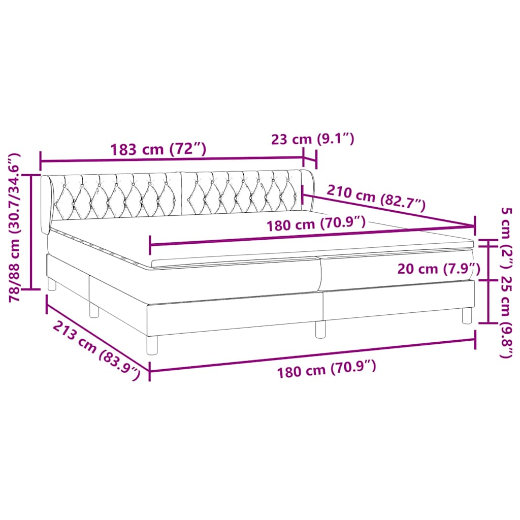 Boxspring met matrassen fluweel donkerblauw 180x210 cm – afbeelding 12