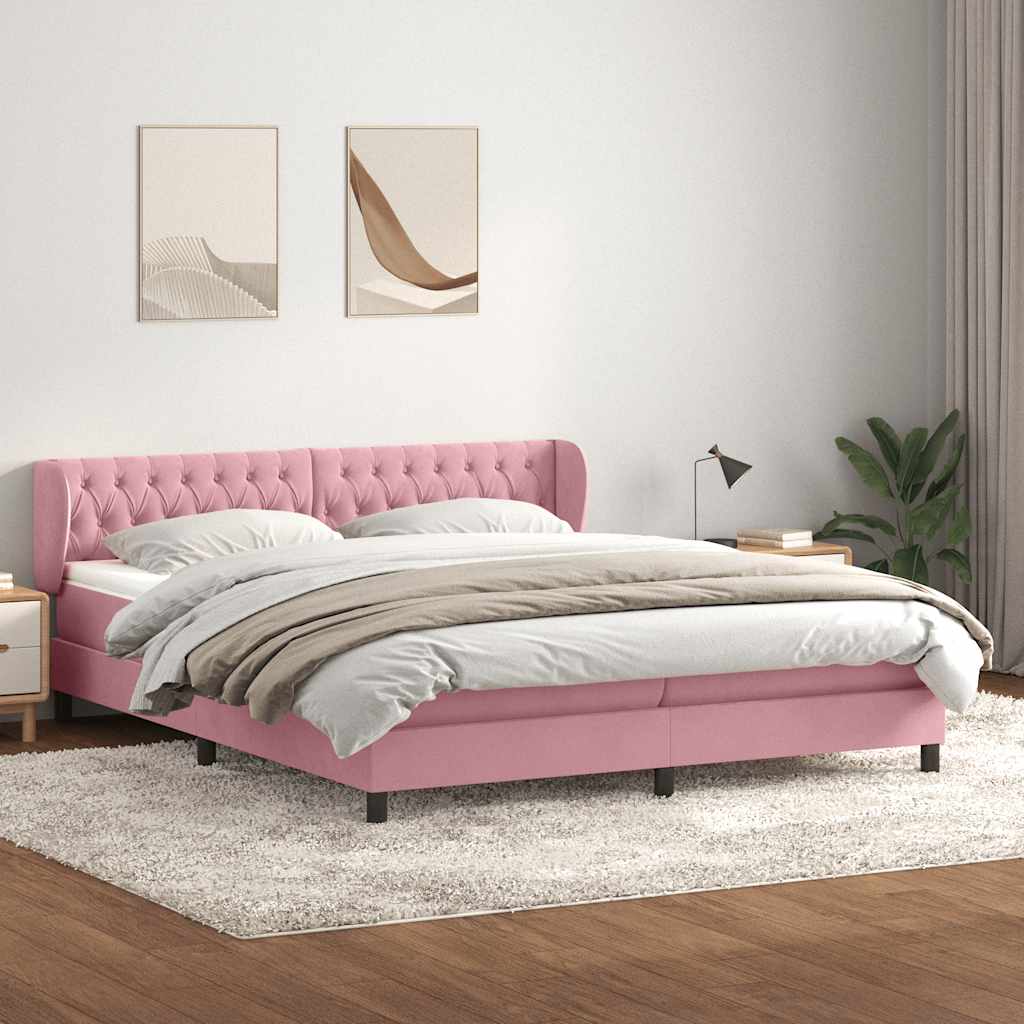 Boxspring met matrassen fluweel roze 180x210 cm – afbeelding 1