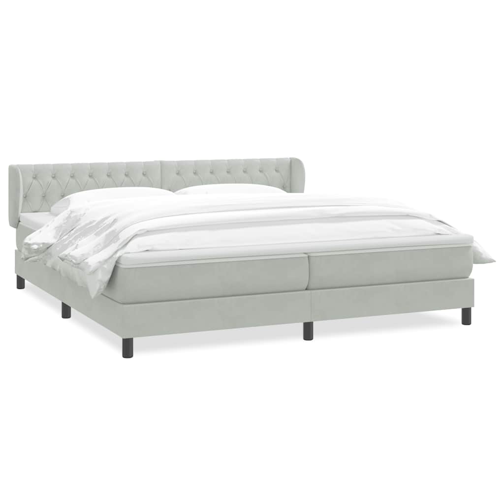 Boxspring met matrassen fluweel lichtgrijs 200x210 cm – afbeelding 2