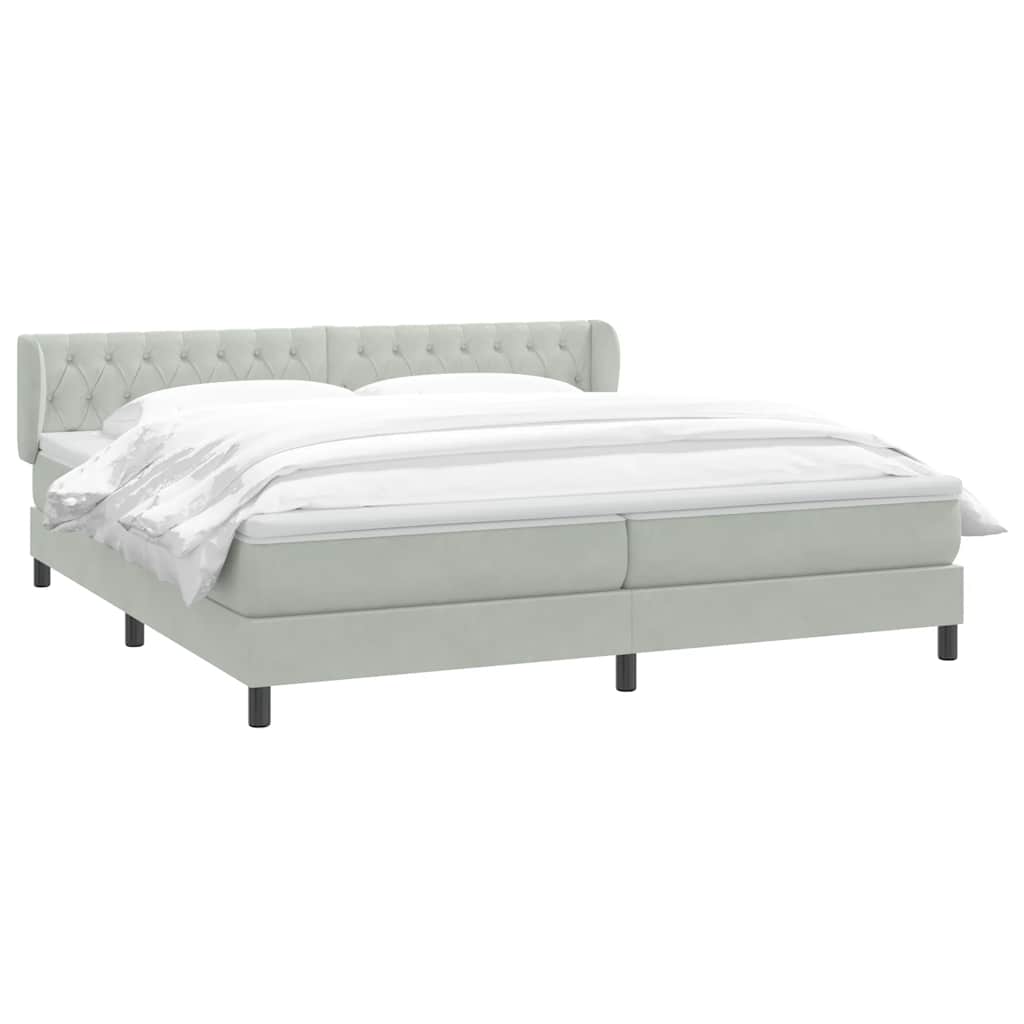 Boxspring met matrassen fluweel lichtgrijs 200x210 cm – afbeelding 3