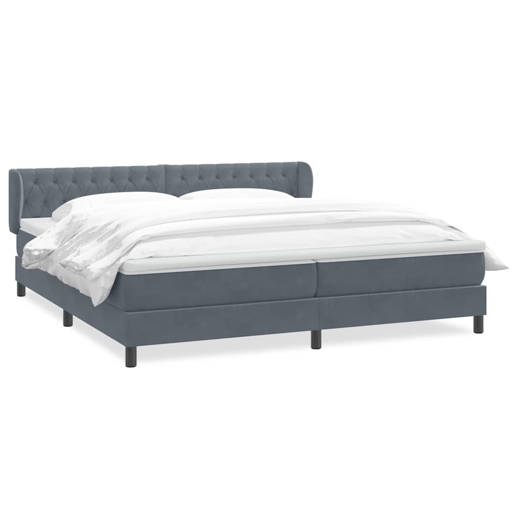 Boxspring met matrassen fluweel donkergrijs 200x210 cm – afbeelding 2