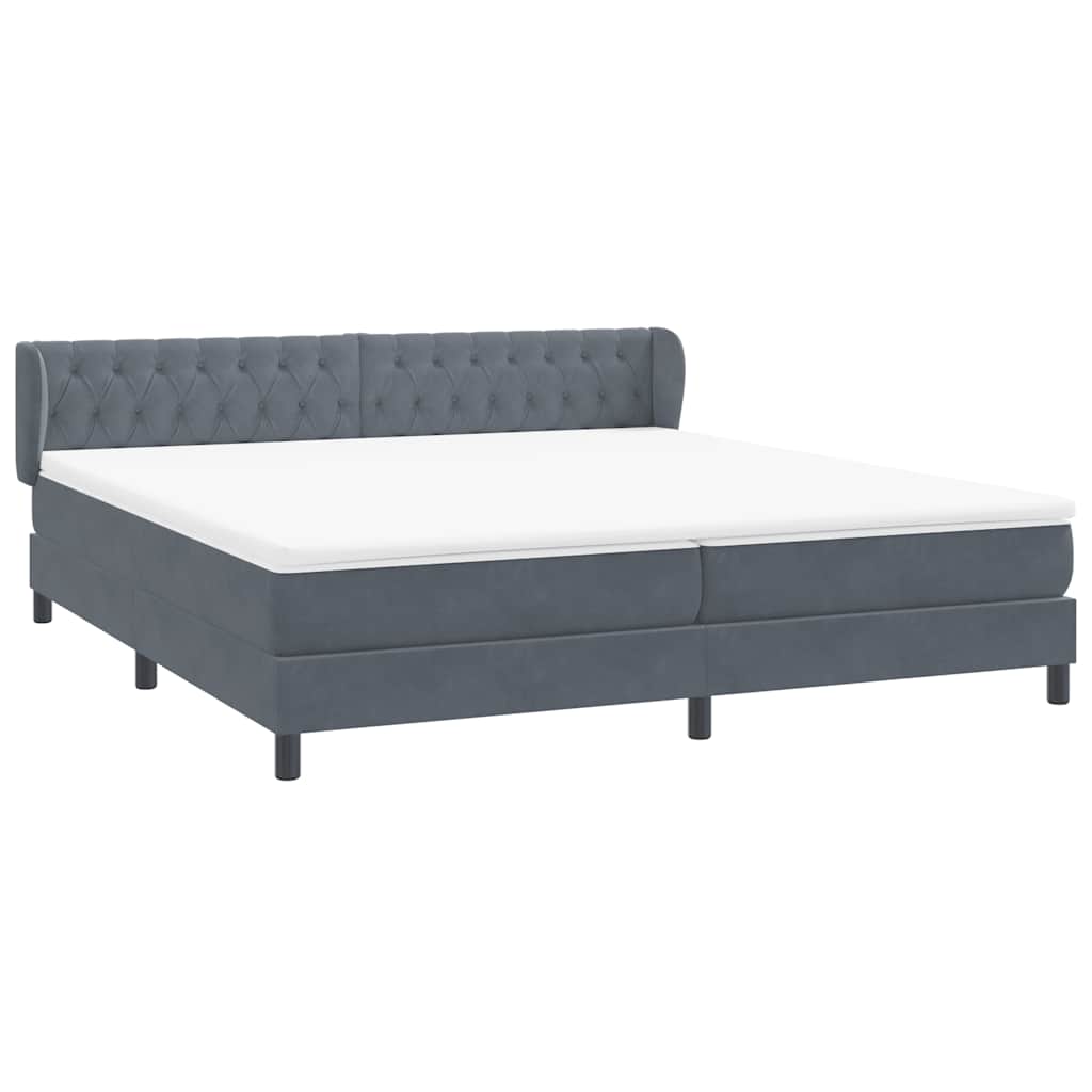 Boxspring met matrassen fluweel donkergrijs 200x210 cm – afbeelding 4