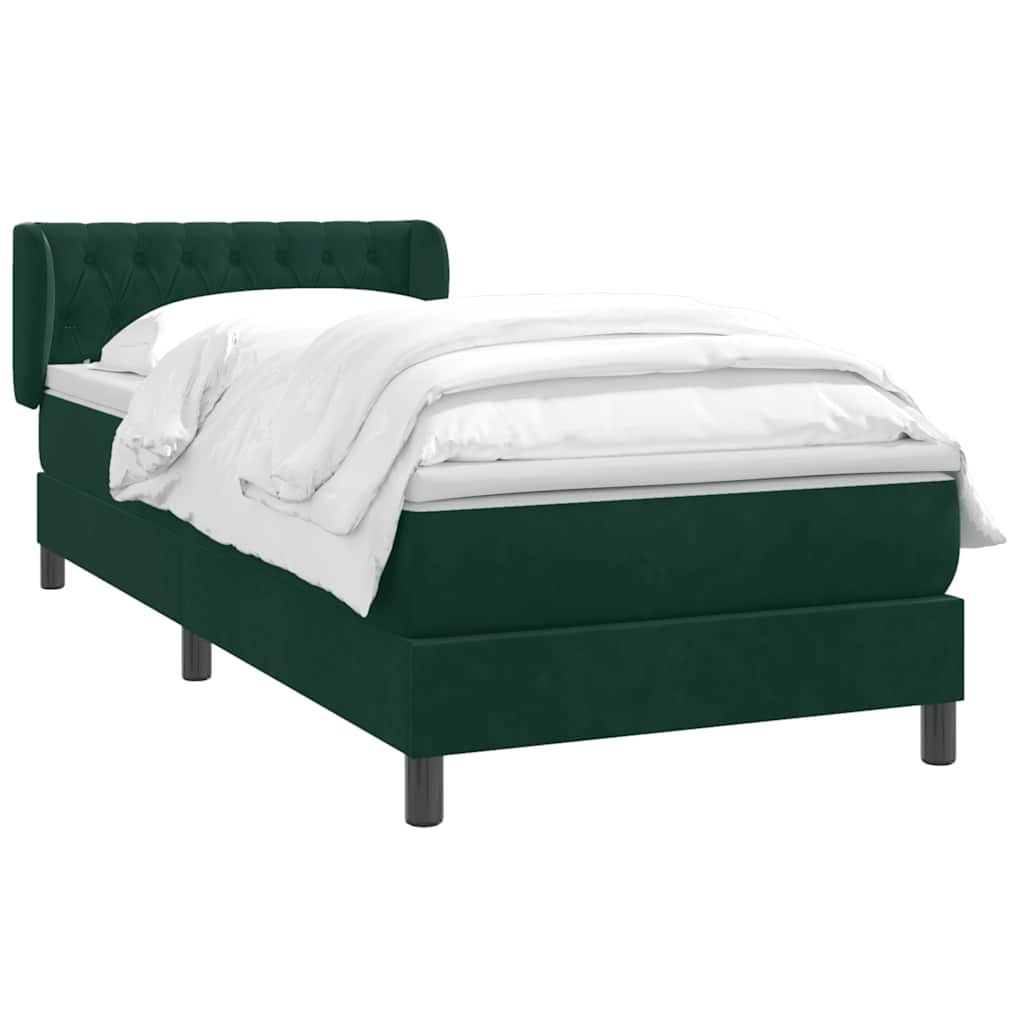 Boxspring met matras fluweel donkergroen 80x220 cm – afbeelding 3
