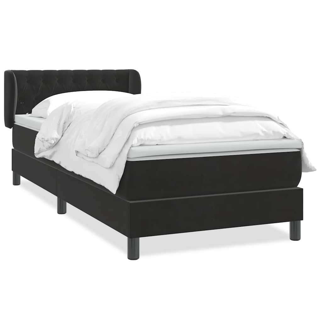 Boxspring met matras fluweel zwart 90x220 cm – afbeelding 2