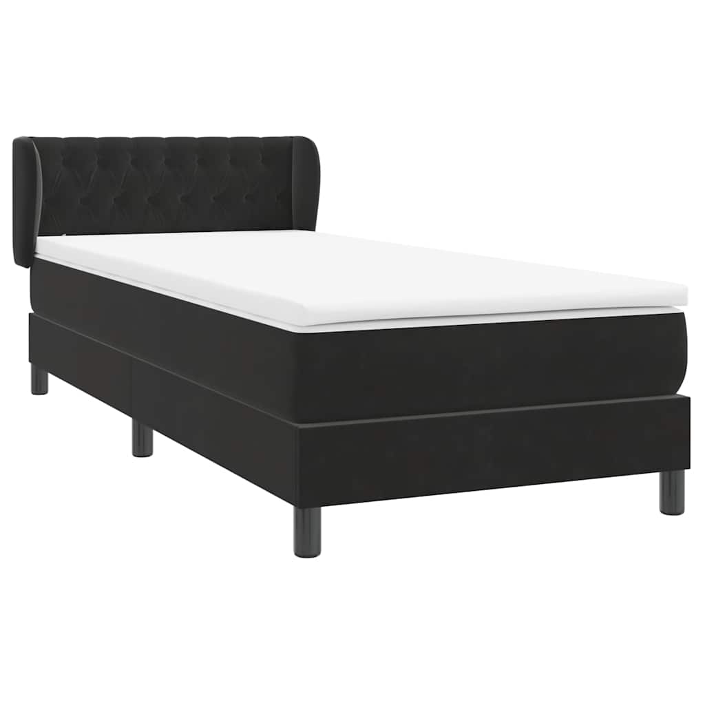 Boxspring met matras fluweel zwart 90x220 cm – afbeelding 4