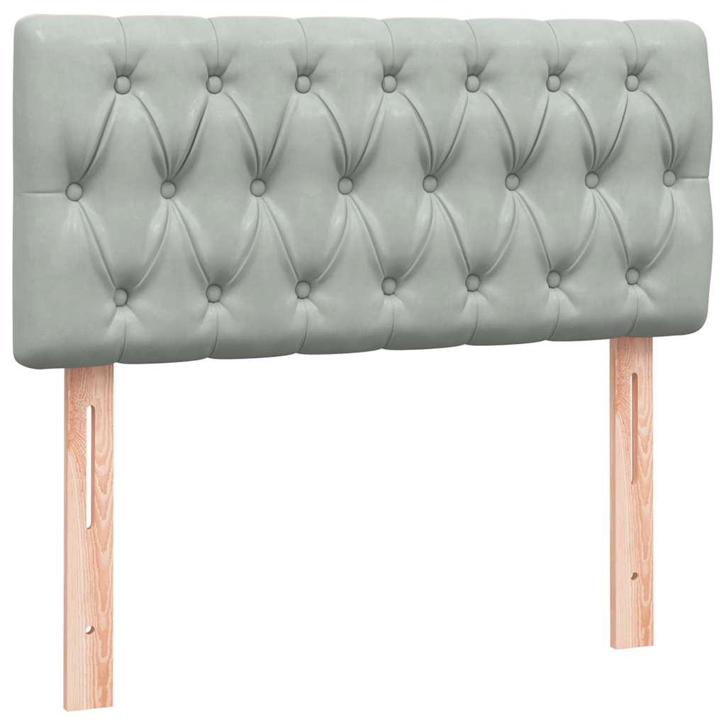 Boxspring met matras fluweel lichtgrijs 100x220 cm – afbeelding 8