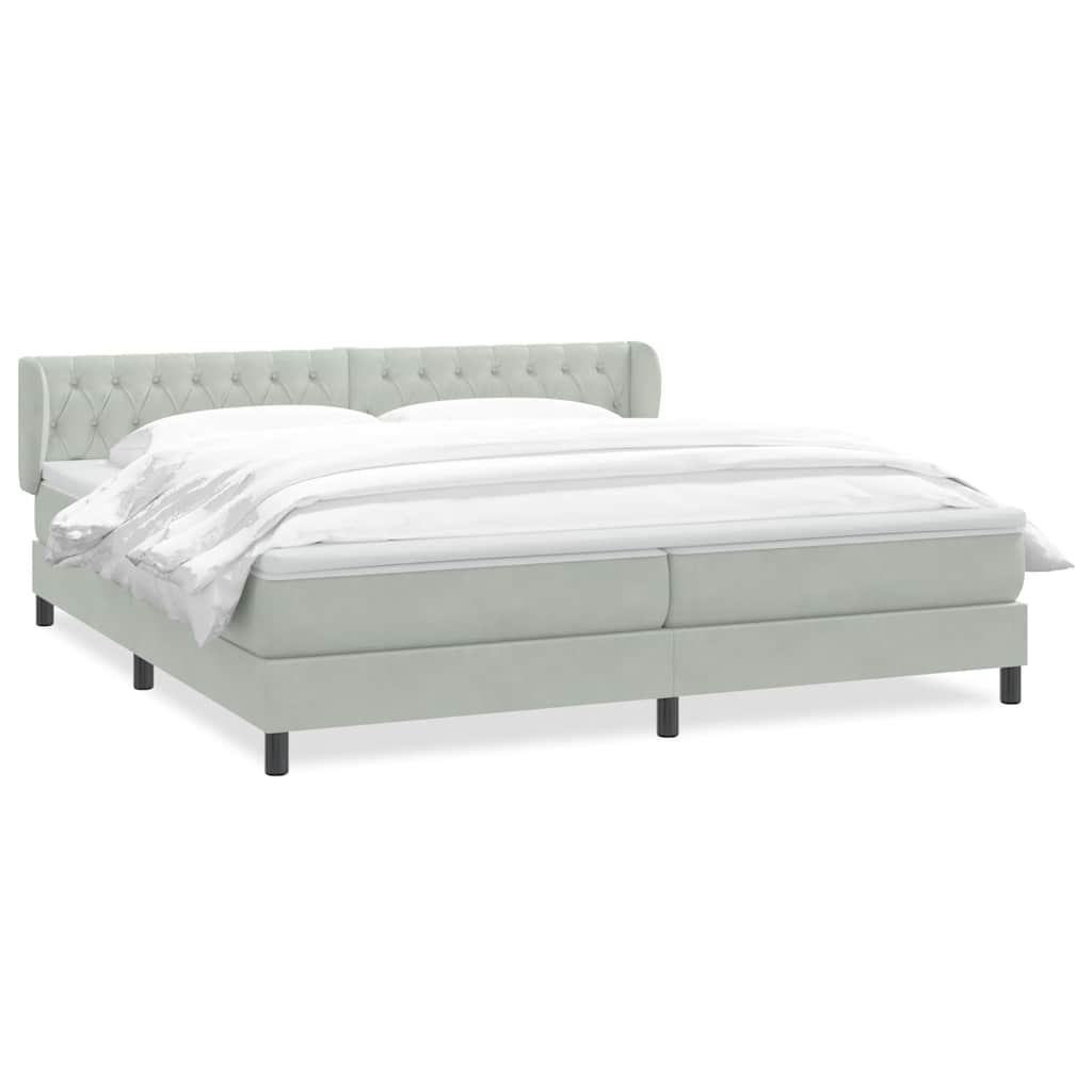 Boxspringbed met matrassen 180x220 cm fluweel lichtgrijs – afbeelding 2
