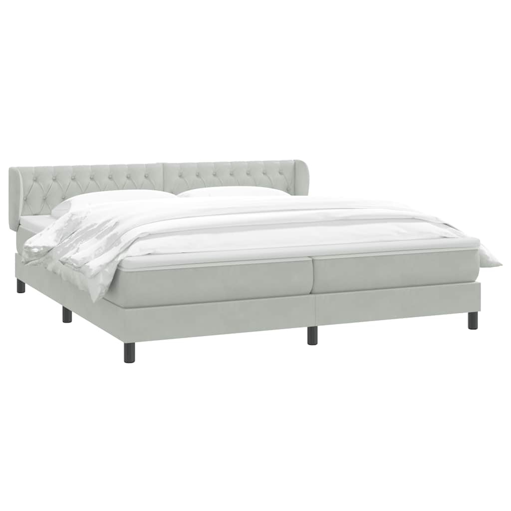 Boxspringbed met matrassen 180x220 cm fluweel lichtgrijs – afbeelding 3