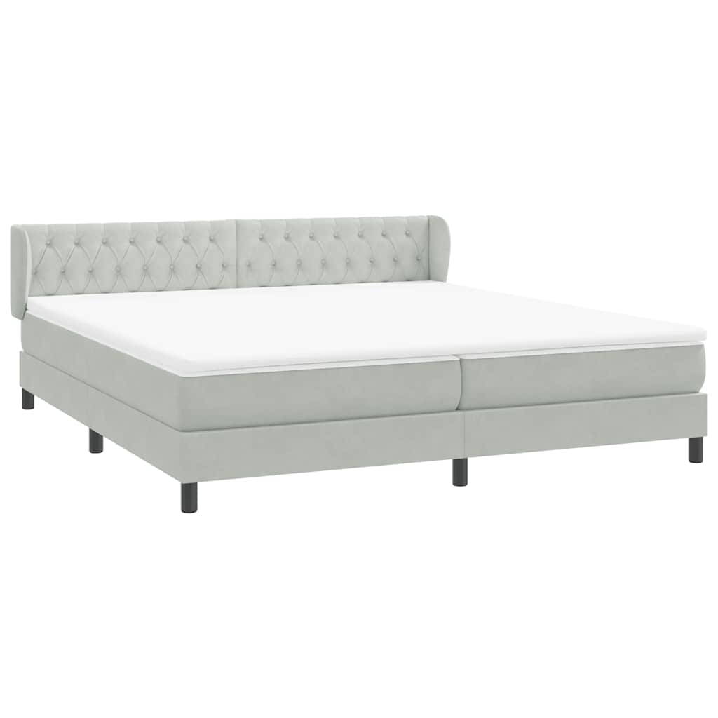 Boxspringbed met matrassen 180x220 cm fluweel lichtgrijs – afbeelding 4