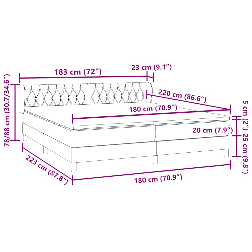 Boxspringbed met matrassen 180x220 cm fluweel zwart – afbeelding 12