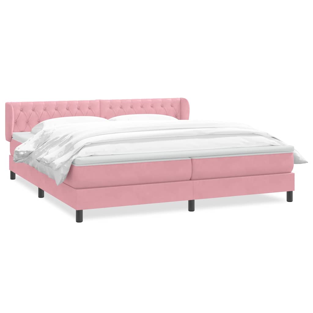 Boxspringbed met matrassen 180x220 cm fluweel roze – afbeelding 2