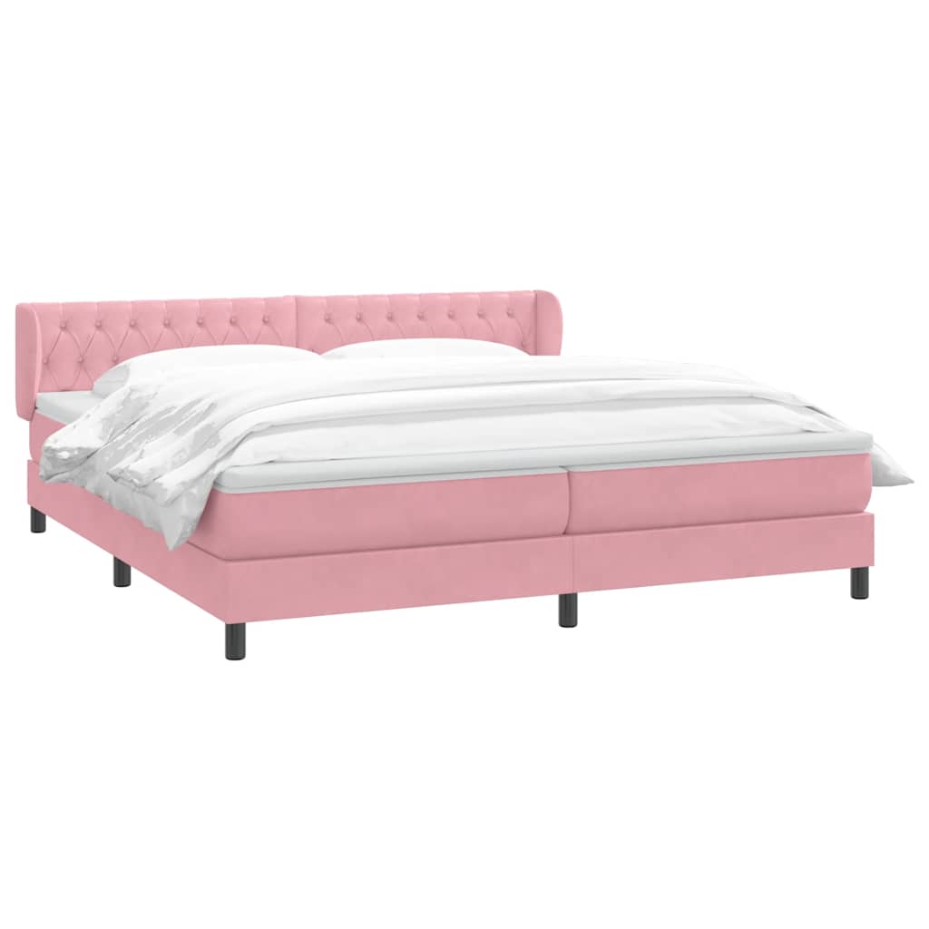 Boxspringbed met matrassen 180x220 cm fluweel roze – afbeelding 3
