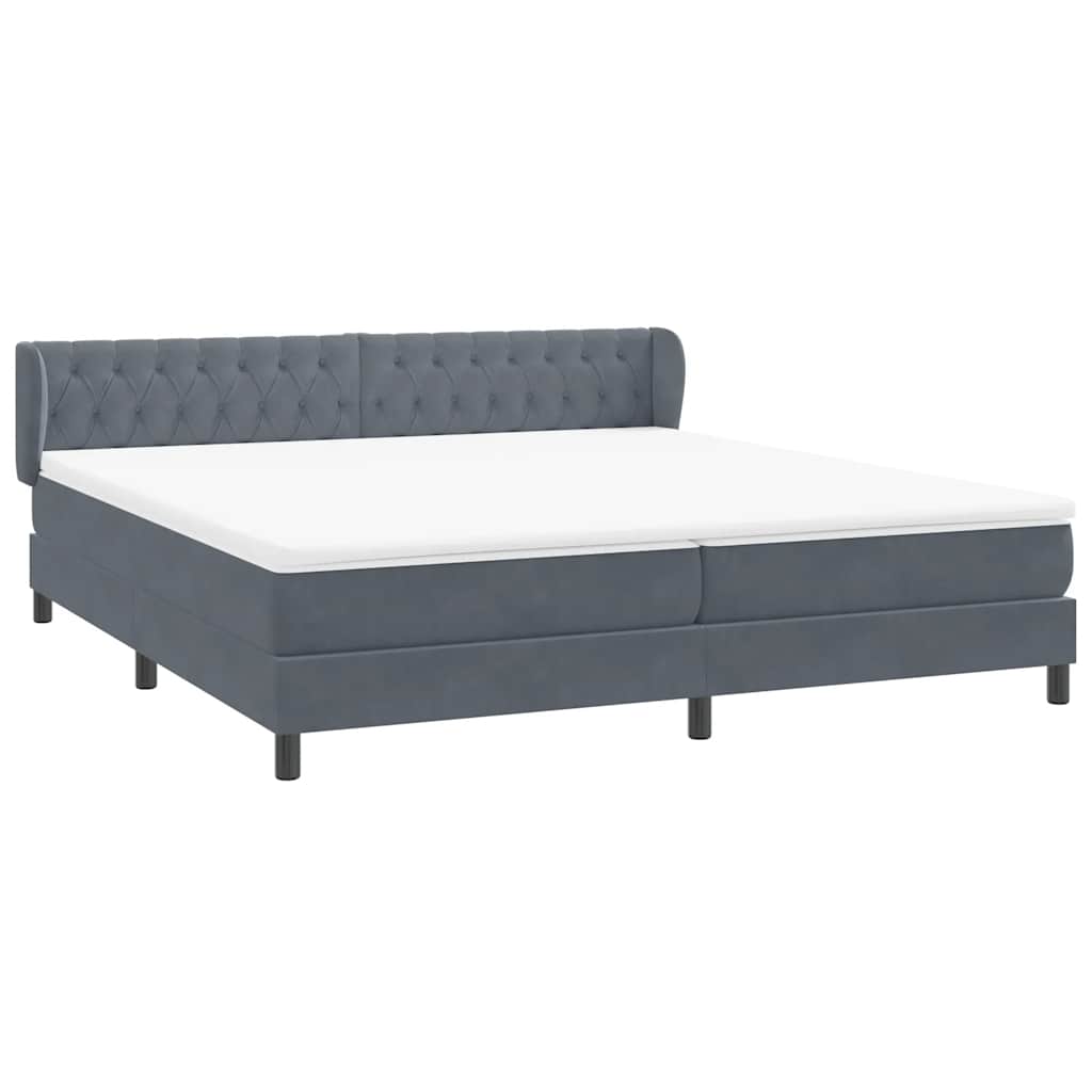 Bed boxspring met matrassen 200x220 cm fluweel donkergrijs – afbeelding 4