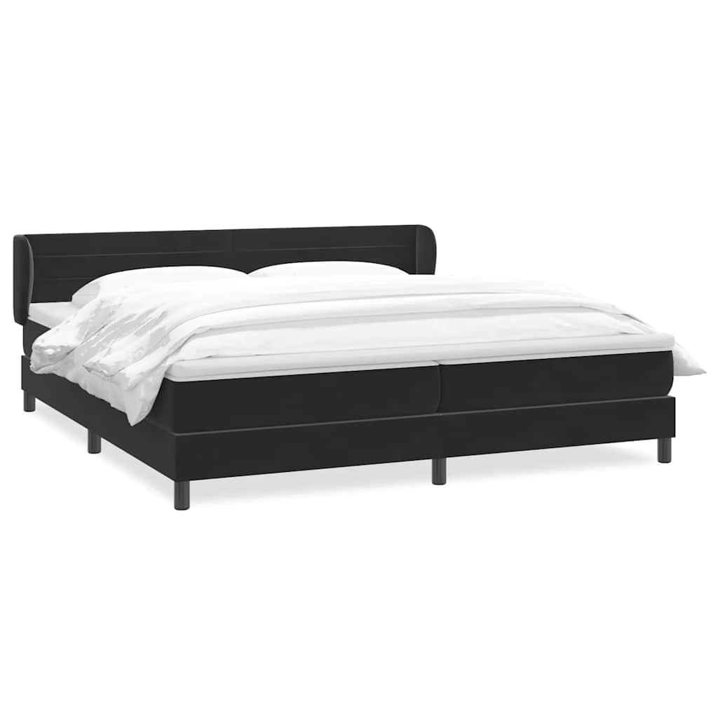 Boxspringbed met matrassen 200x220 cm fluweel zwart – afbeelding 2