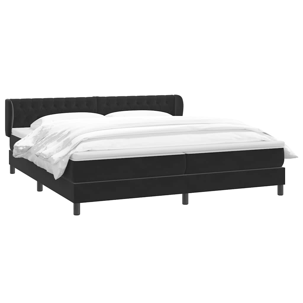 Boxspringbed met matrassen 200x220 cm fluweel zwart – afbeelding 3