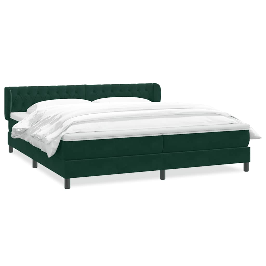 Boxspringbed met matrassen 200x220 cm fluweel donkergroen – afbeelding 2
