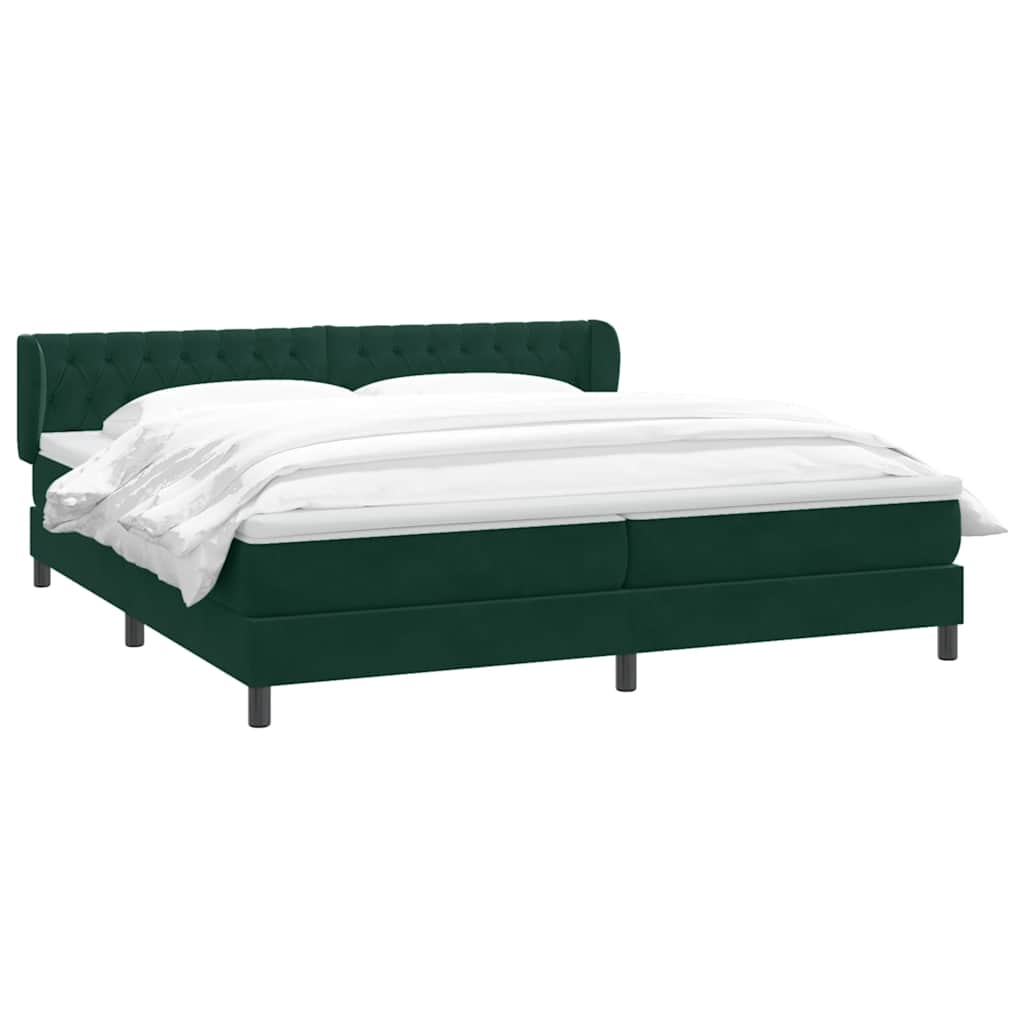 Boxspringbed met matrassen 200x220 cm fluweel donkergroen – afbeelding 3