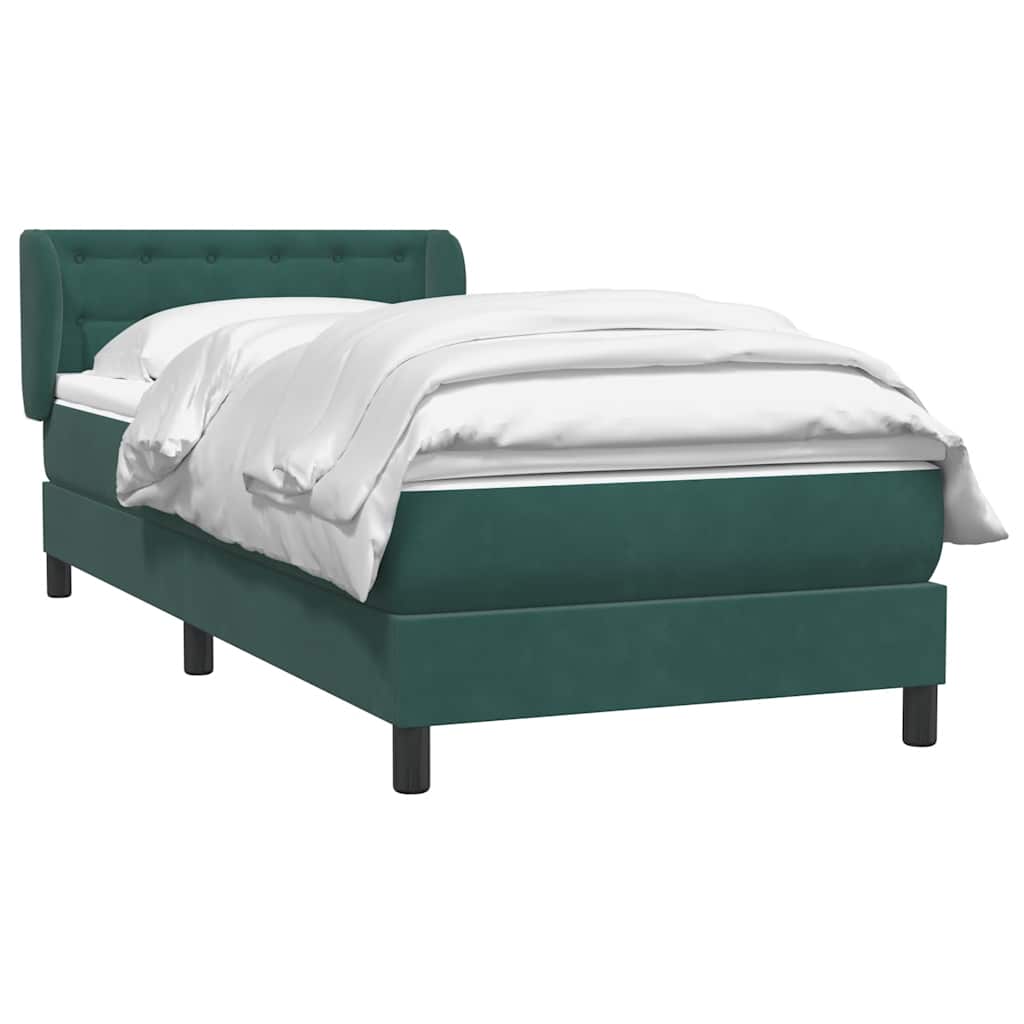 Boxspring met matras fluweel donkergroen 80x210 cm – afbeelding 3