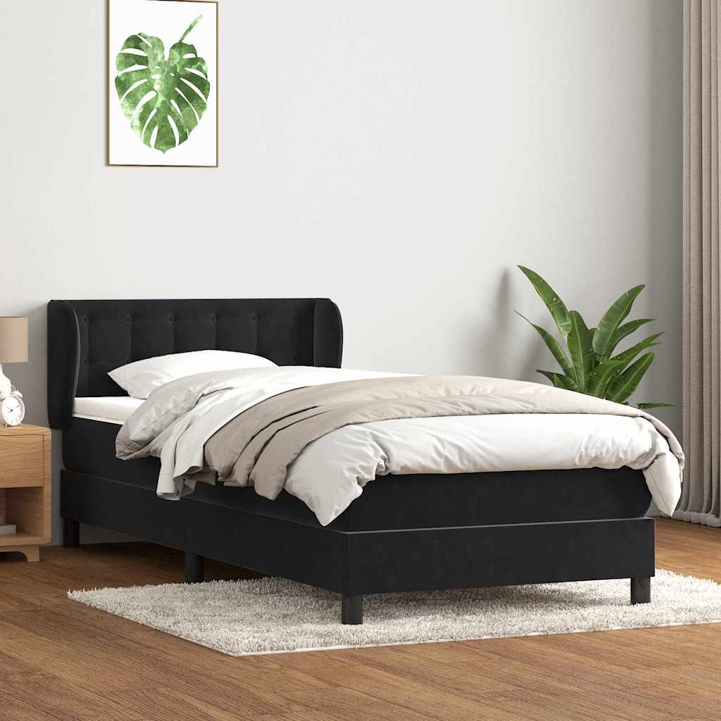 Boxspring met matras fluweel zwart 90x210 cm – afbeelding 1