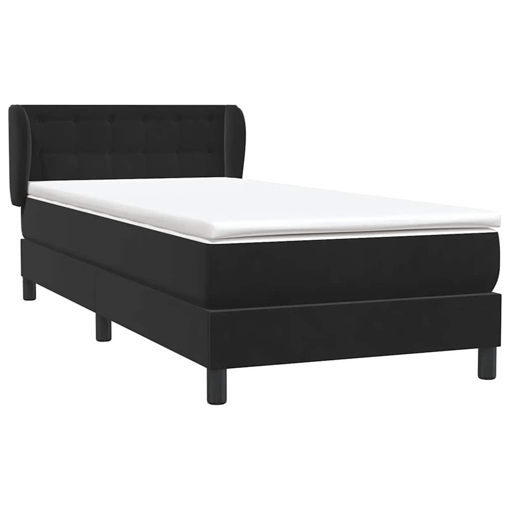 Boxspring met matras fluweel zwart 90x210 cm – afbeelding 4