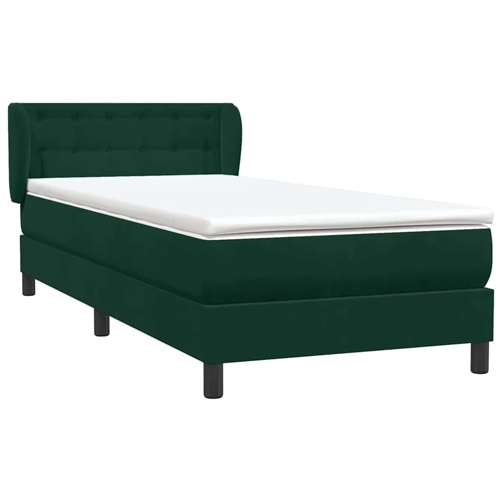 Boxspring met matras fluweel donkergroen 90x210 cm – afbeelding 4