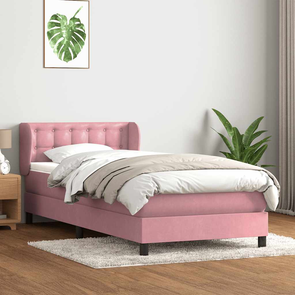 Boxspring met matras fluweel roze 90x210 cm – afbeelding 1