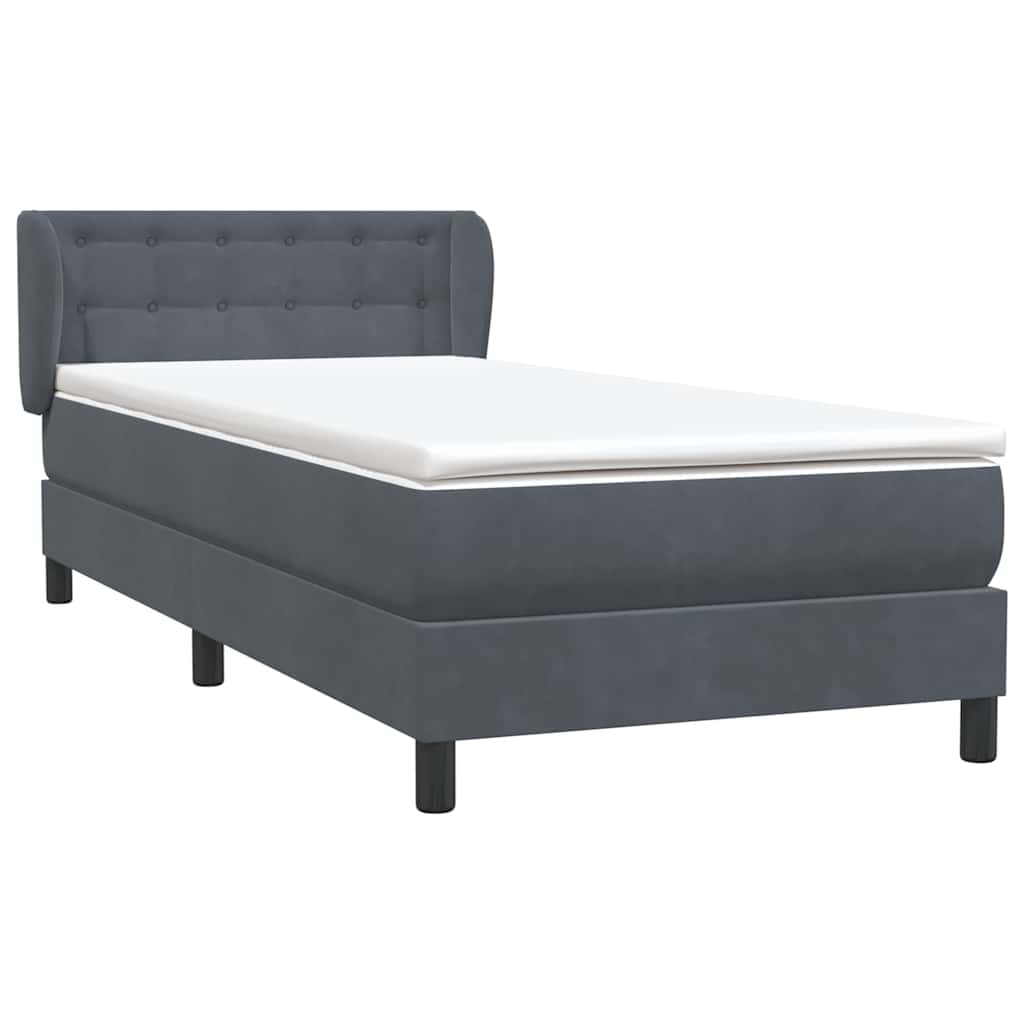 Boxspring met matras fluweel donkergrijs 100x210 cm – afbeelding 4