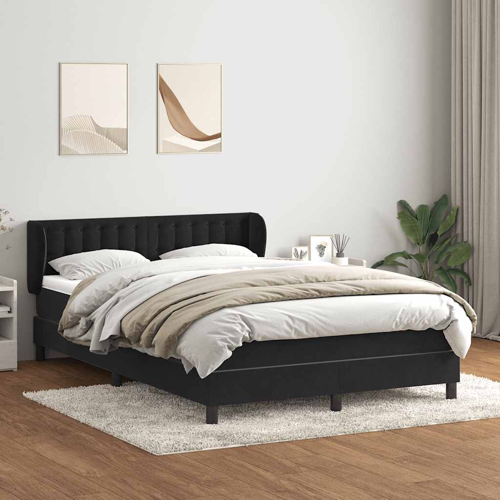 Boxspring met matras fluweel zwart 140x210 cm – afbeelding 1
