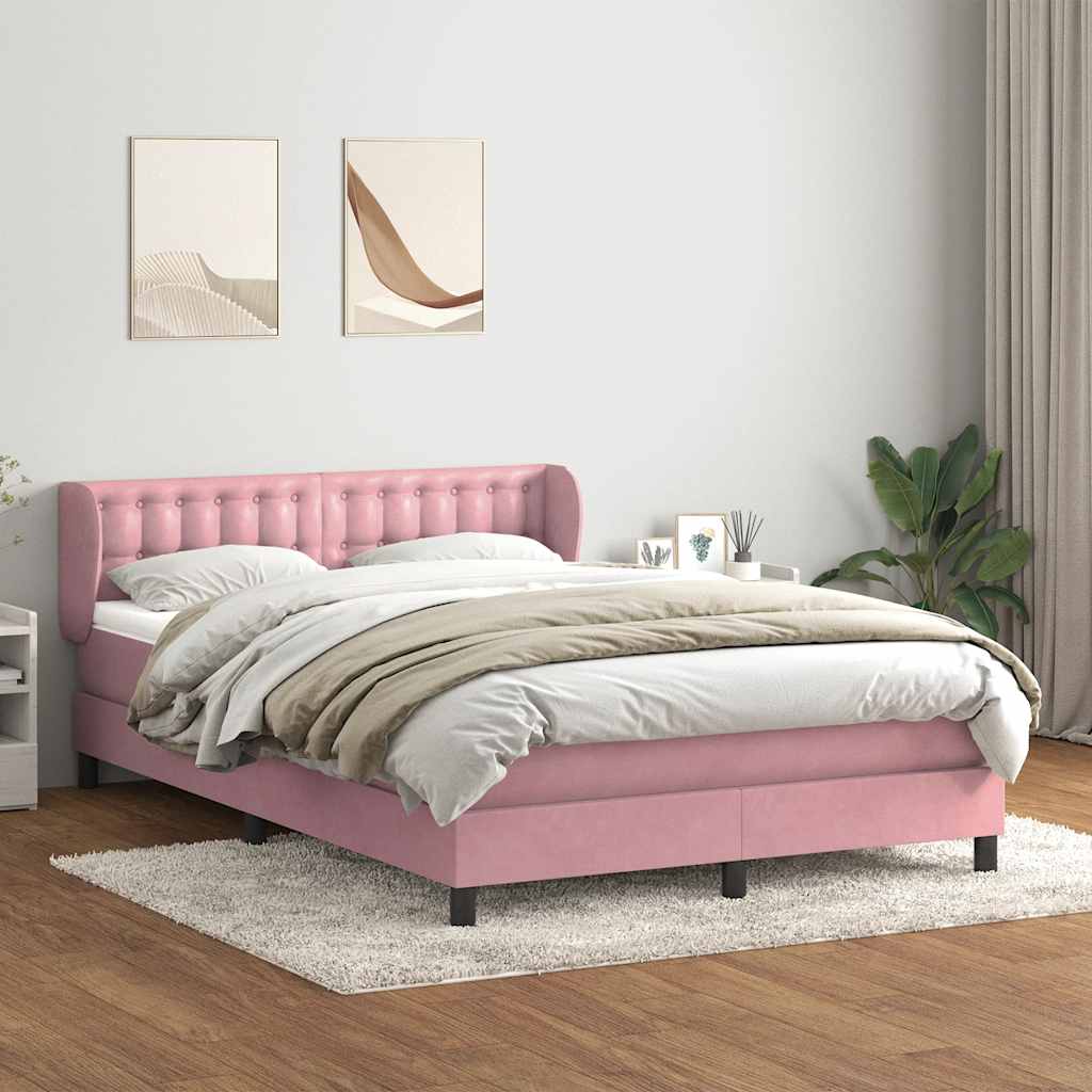 Boxspring met matras fluweel roze 140x210 cm – afbeelding 1
