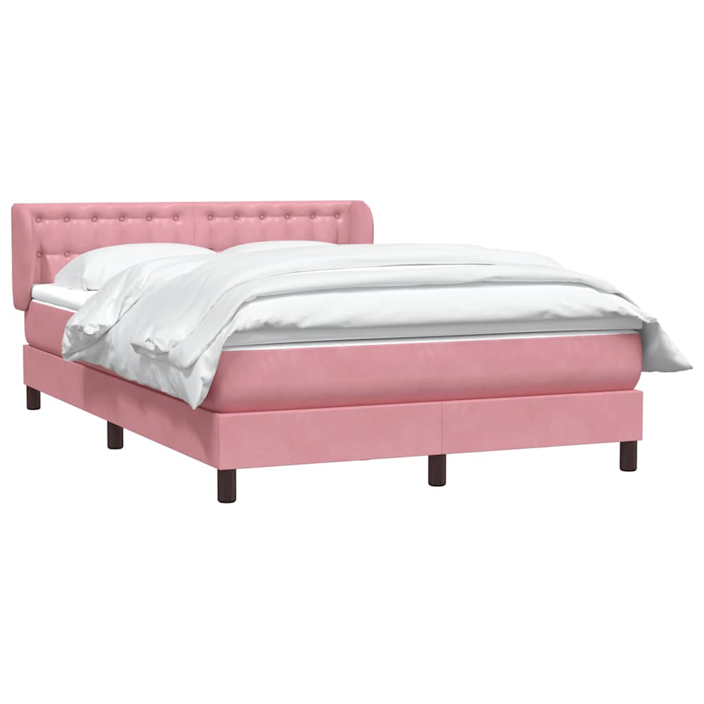 Boxspring met matras fluweel roze 140x210 cm – afbeelding 3