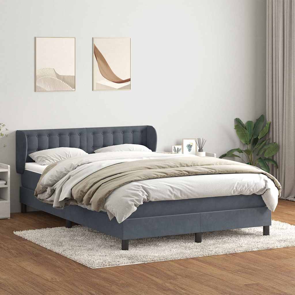 Boxspring met matras fluweel donkergrijs 160x210 cm – afbeelding 1