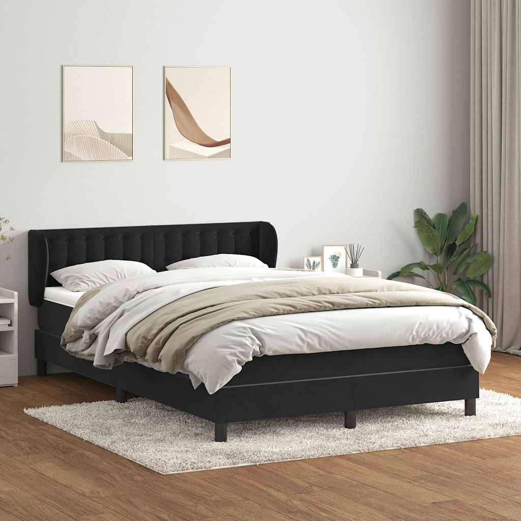 Boxspring met matras fluweel zwart 160x210 cm – afbeelding 1