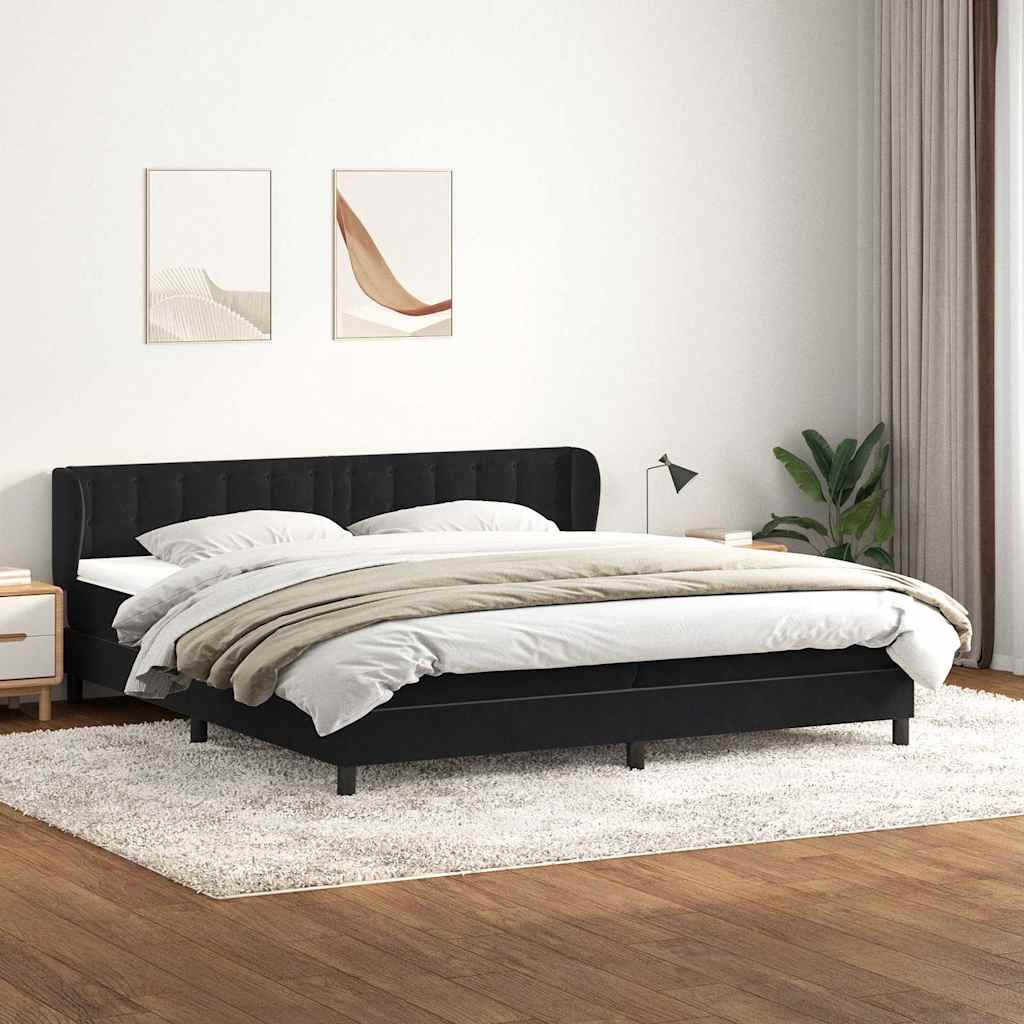 Boxspring met matrassen fluweel zwart 180x210 cm – afbeelding 1