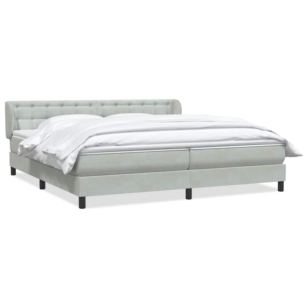 Boxspring met matrassen fluweel lichtgrijs 200x210 cm – afbeelding 2