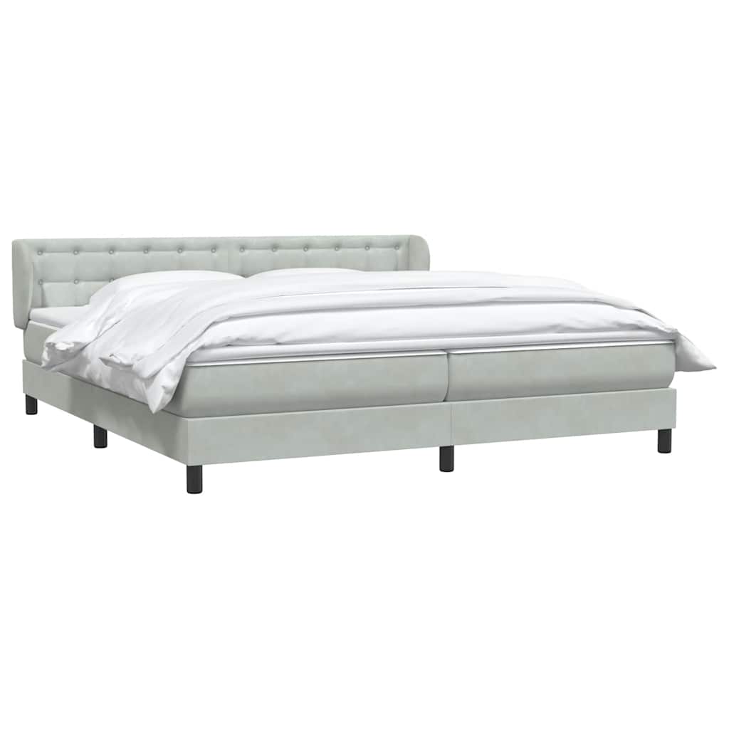 Boxspring met matrassen fluweel lichtgrijs 200x210 cm – afbeelding 3
