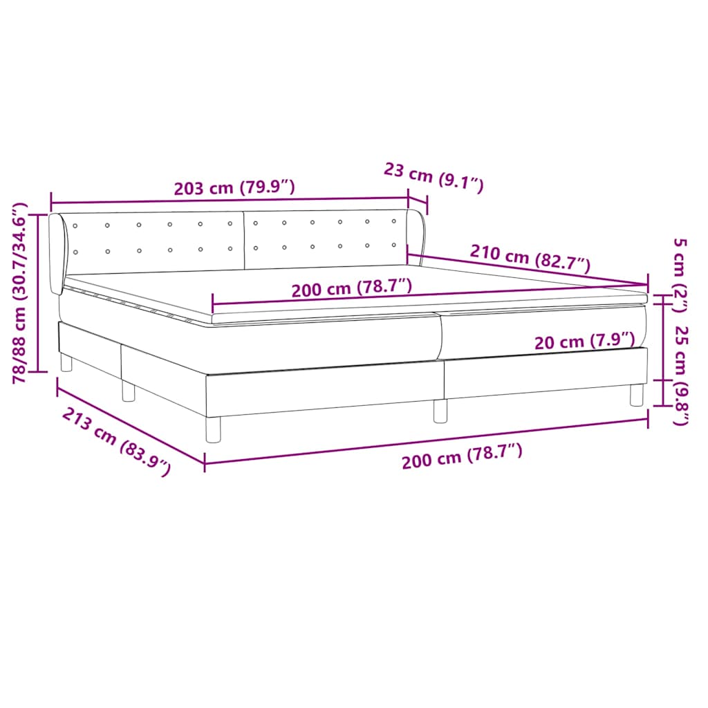 Boxspring met matrassen fluweel donkergrijs 200x210 cm – afbeelding 12