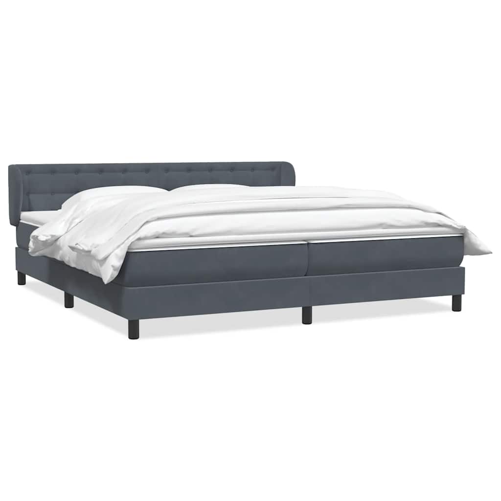 Boxspring met matrassen fluweel donkergrijs 200x210 cm – afbeelding 2