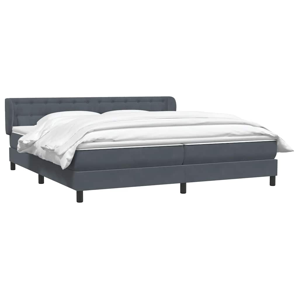 Boxspring met matrassen fluweel donkergrijs 200x210 cm – afbeelding 3