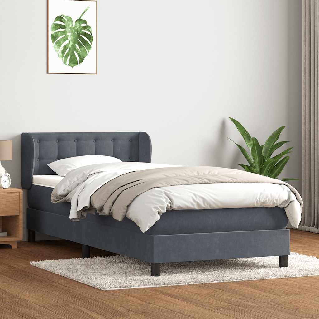 Boxspring met matras fluweel donkergrijs 80x220 cm – afbeelding 1