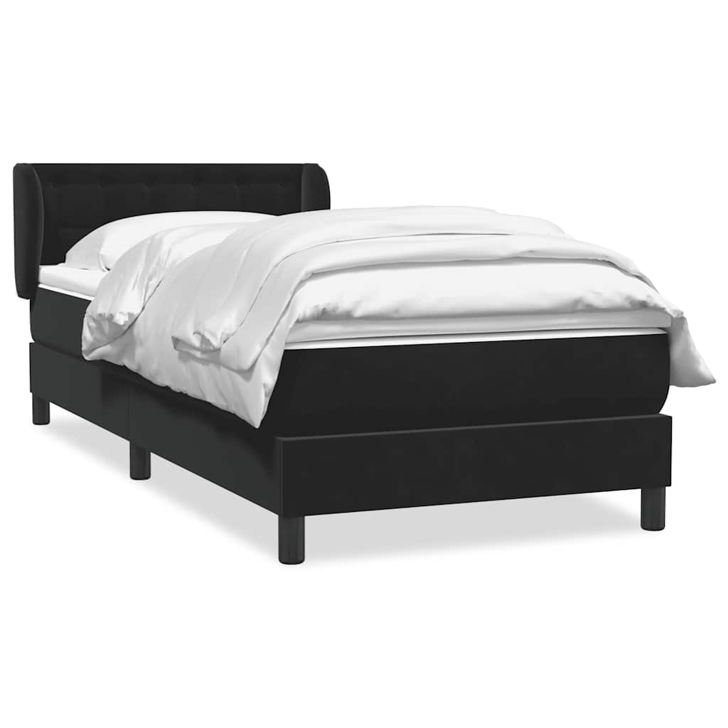 Boxspring met matras fluweel zwart 90x220 cm – afbeelding 2