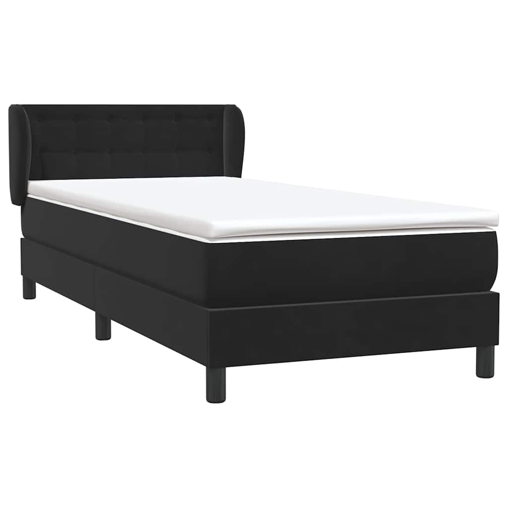 Boxspring met matras fluweel zwart 90x220 cm – afbeelding 4