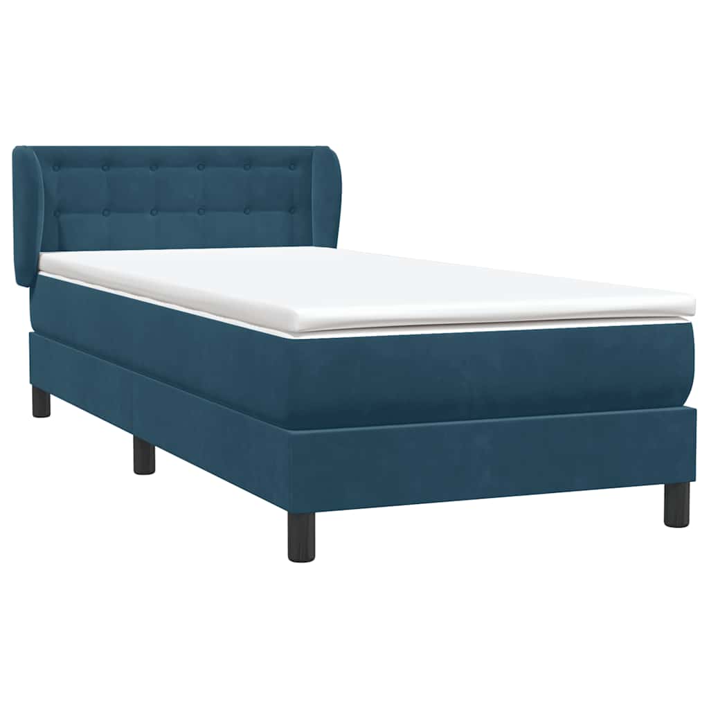 Boxspring met matras fluweel donkerblauw 90x220 cm – afbeelding 4