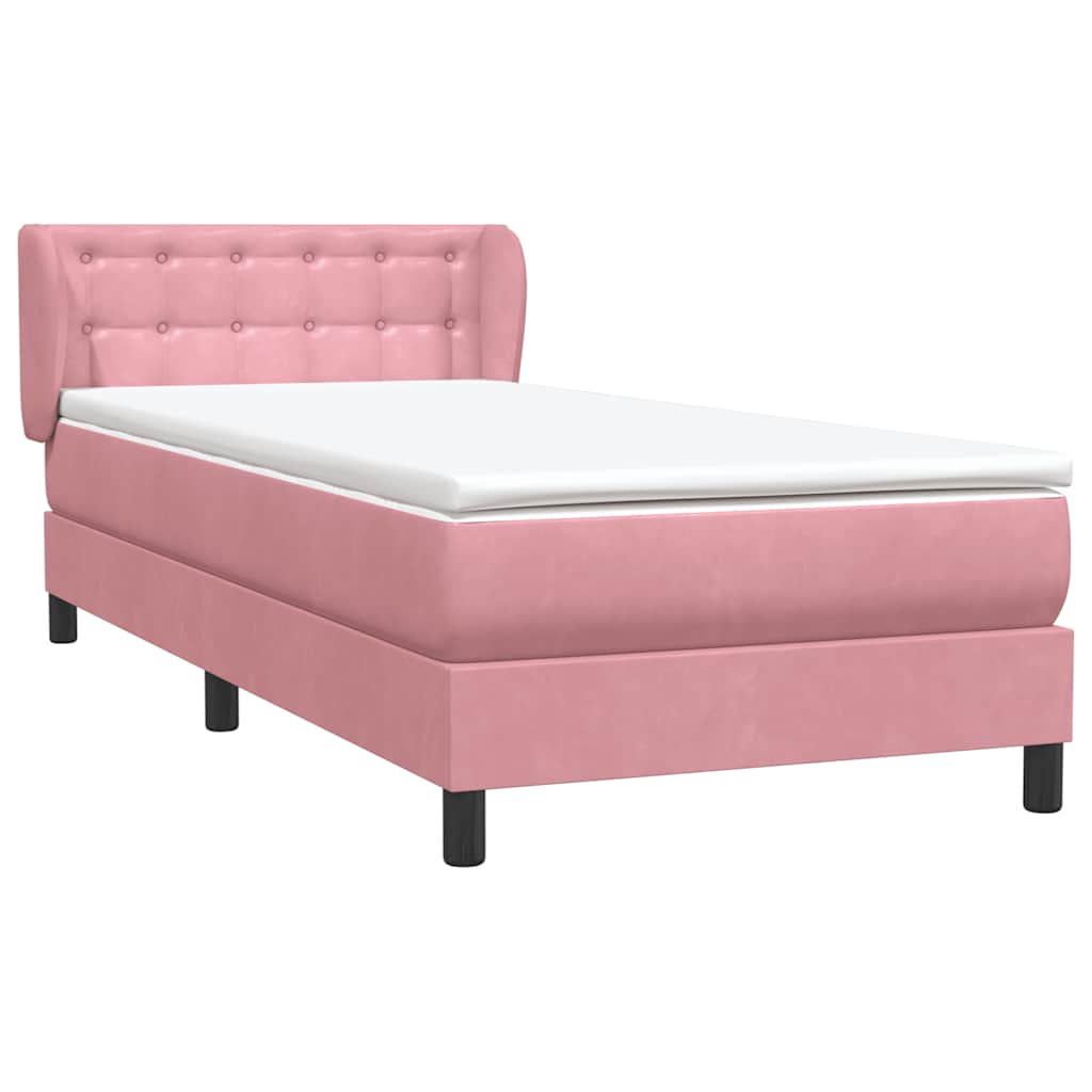 Boxspring met matras fluweel roze 90x220 cm – afbeelding 4